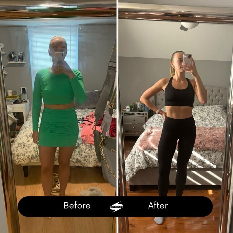 Before and after photos of a Bria Method member