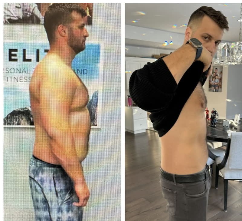 Before and after photos of a Bria Method member